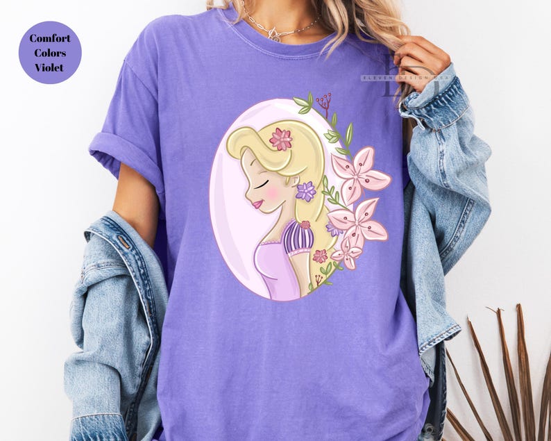 Comfort Colors Disney Princess Shirt, Disneyworld Shirt, Ariel Aurora Elsa Snow White Jasmine Belle Rapunzel Anna Alice ,Cinderella Shirt, image 3