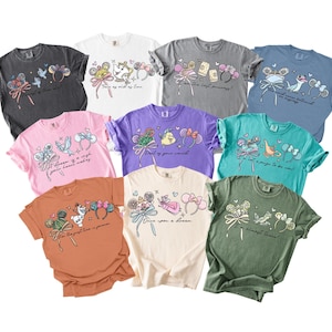 Camiseta Comfort Colors de princesas Disney, camiseta de Disneyworld, Ariel Aurora Elsa Blancanieves Jazmín Bella Rapunzel Anna Tiana, camiseta de Cenicienta, imagen 1