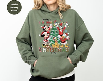 Sudadera navideña de Disney, Fiesta de Navidad 2025, Sudadera navideña de Mickey y sus amigos, Sudadera con capucha navideña, Sudadera navideña de Disney,