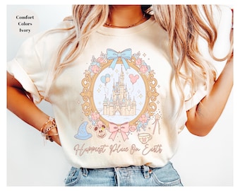Comfort Colors Happiest Place On Earth Shirt, Disney Trip Shirt, Disney Coquette Magical Castle Shirt, Vintage Shirt ,Disney World Shirt
