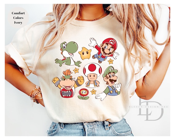 Comfort Colors Retro Super Mario Shirt,Super Mario Matching Tee,Mario and Friends Shirt, Super Mario Birthday Party Tee,Mario Family Shirt,