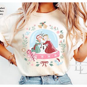 Comfort Colors Christmas Disney Princesses Shirt,Disney Anna And Elsa Princesses Christmas Tee,Disney Princesses Shirt,Merry Christmas Shirt image 3
