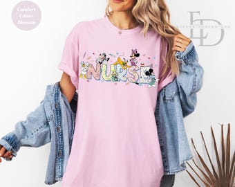Comfort Colors Disney Nurse Shirt,Mickey and Friends Nurse Shirt,Disney Nurse Week Tee,Nurse Disneyland Trip Shirt,Mickey Nursing School Tee