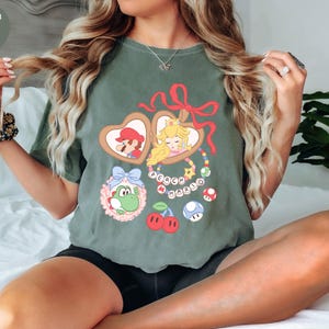 Coquette Bows Super Mario Shirt, Super Mario Luigi Shirt,Peach Princess Shirt Shirt,Comfort Colors Shirt, Super Mario Family Matching Shirt image 6