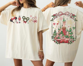 Comfort Colors Disney Castle Christmas Shirt,Disney 2025 Tee,Disney Xmas Tee, Castle Shirt,Disney Christmas Shirt,Disney Trip Tee,Christmas