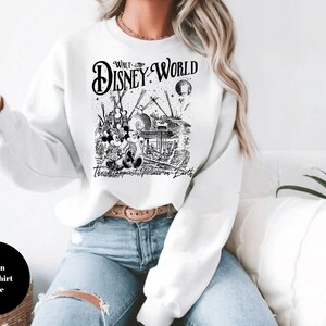 Retro Disneyworld The Happiest Place on Earth Sweatshirt,Vintage Disney Castle Mickey And Friends Sweater Hoodies,Disney Family Matching image 2