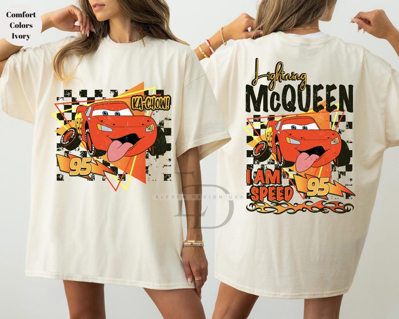 Comfort Colors Retro Lightning McQueen Shirt,Lightning McQueen 95 Shirt,Springs Tee,Disney Pixar Cars Shirt,Mc Queen Shirt,Mc Queen LoverTee afbeelding 1