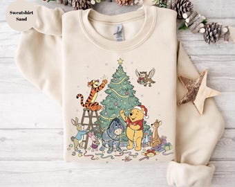 Disney Christmas Winnie the Pooh Sweatshirt ,Winnie The Pooh And Friends Sweatshirt, Disney Christmas Hoodie, Christmas Party Sweatshirt