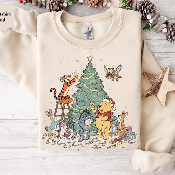 Disney Christmas Winnie the Pooh Sweatshirt ,Winnie The Pooh And Friends Sweatshirt, Disney Christmas Hoodie, Christmas Party Sweatshirt