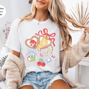 Coquette Bows Super Mario Shirt, Super Mario Luigi Shirt,Peach Princess Shirt Shirt,Comfort Colors Shirt, Super Mario Family Matching Shirt image 2