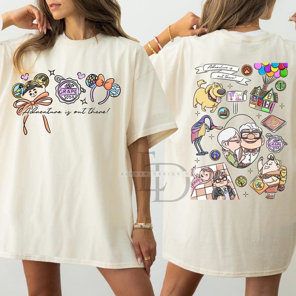 Comfort Colors Shirt,Retro Coquette Disney Up Carl And Ellie Adventure Is Out There Shirt,Disney Shirt,Disneyland Trip Shirt, Carl And Ellie