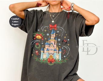 Comfort Colors Shirt, Disney Castle Christmas Shirt, Disney Tee,Disney Christmas Shirt, Disney Family Shirt, Castle Shirt ,Disney Trip Shirt