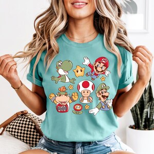 Comfort Colors Retro Super Mario Shirt,Super Mario Matching Tee,Mario and Friends Shirt, Super Mario Birthday Party Tee,Mario Family Shirt, image 6