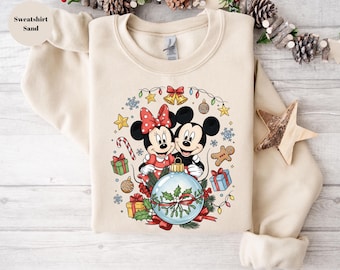 Sudadera navideña de Mickey y Minnie, Sudadera con capucha navideña, Sudadera navideña de Disney, Sudadera de fiesta navideña de Disney, Navidad