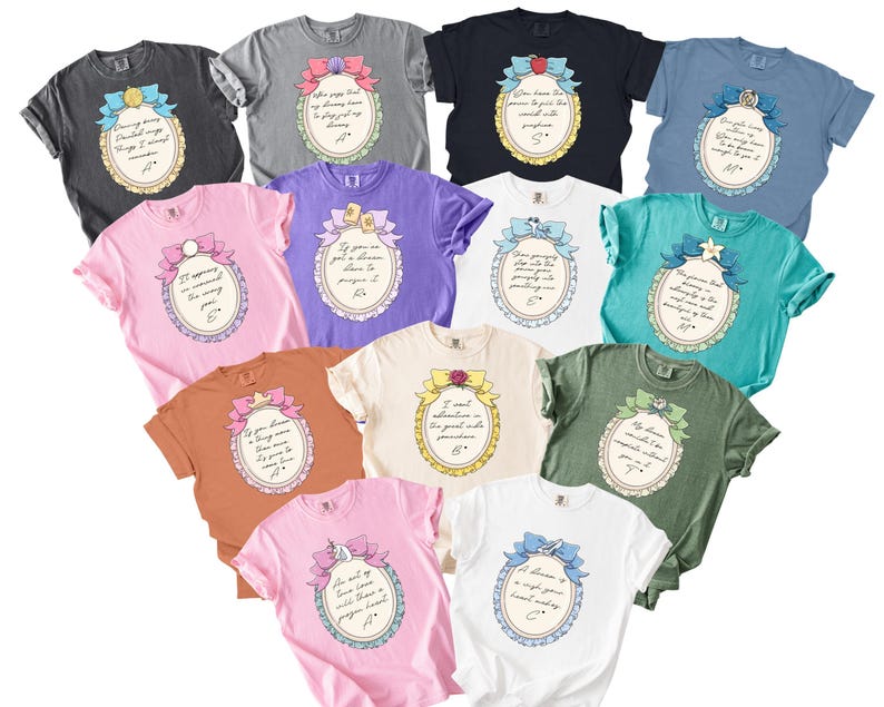 Comfort Colors Disney Princess Shirt, Disneyworld Shirt, Ariel Aurora Elsa Snow White Jasmine Belle Rapunzel Anna Alice ,Cinderella Shirt, image 1