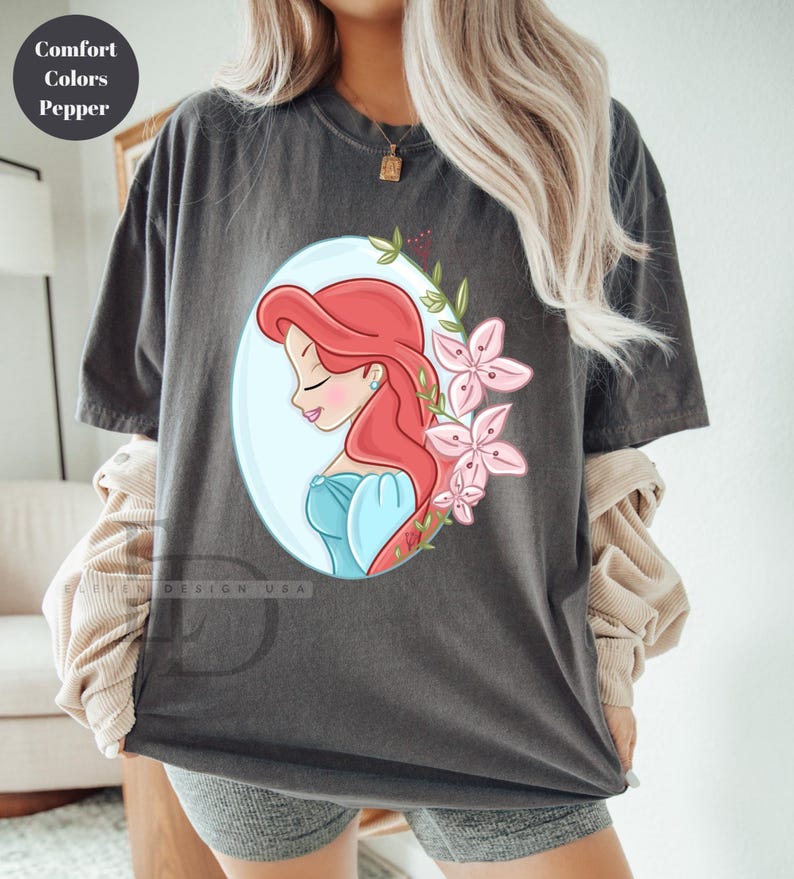 Comfort Colors Disney Princess Shirt, Disneyworld Shirt, Ariel Aurora Elsa Snow White Jasmine Belle Rapunzel Anna Alice ,Cinderella Shirt, image 6