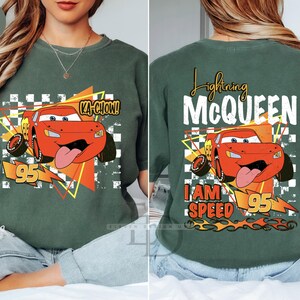 Comfort Colors Retro Lightning McQueen Shirt,Lightning McQueen 95 Shirt,Springs Tee,Disney Pixar Cars Shirt,Mc Queen Shirt,Mc Queen LoverTee afbeelding 5