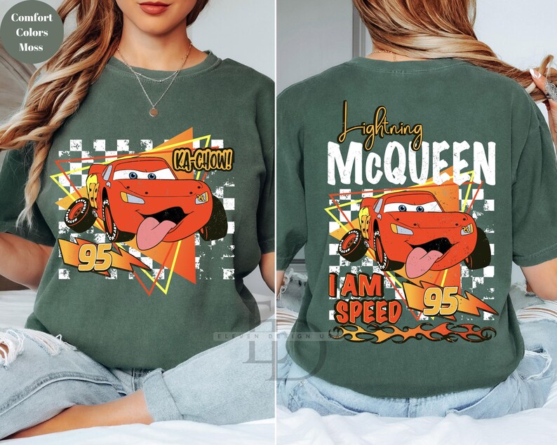 Comfort Colors Retro Lightning McQueen Shirt,Lightning McQueen 95 Shirt,Springs Tee,Disney Pixar Cars Shirt,Mc Queen Shirt,Mc Queen LoverTee afbeelding 5