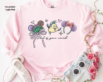 Disney Ariel Princess Coquette Sweatshirt ,Disney Princess Sweatshirt, Disney Girl Trip Sweatshirt, Disney Ariel Sweatshirt, Little Mermaid