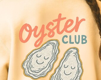 Oyster Club lächelndes Austern Vintage Ozean Sweatshirt mit Rundhalsausschnitt