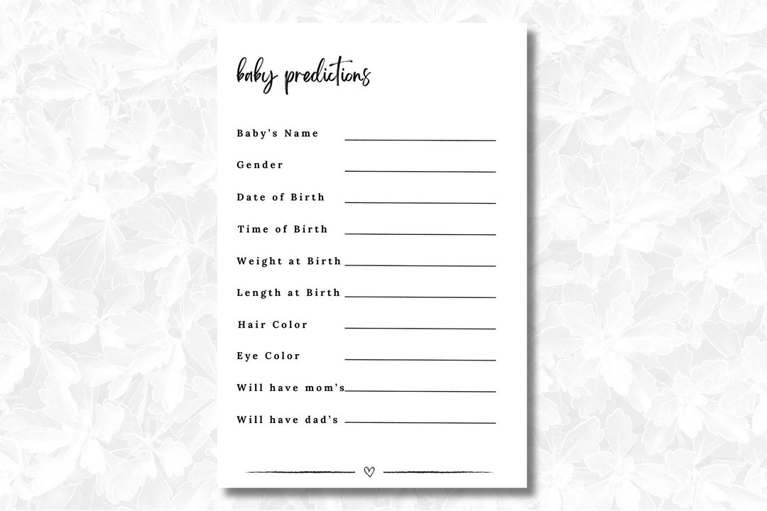 Baby Predictions Game Digital Download and Template - Etsy