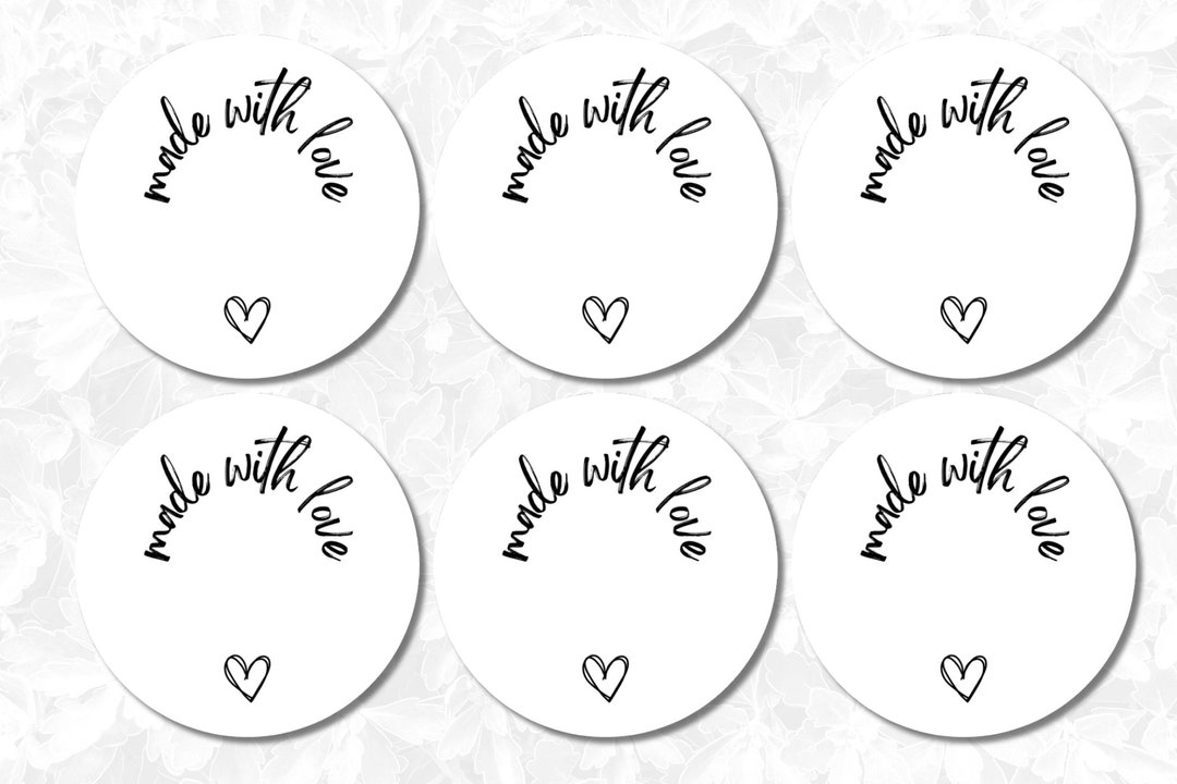 Made With Love Sticker / Tag Digital Download Template Etsy