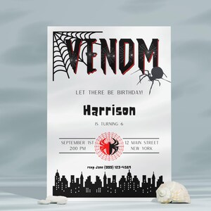 Venom Inspired Birthday Invitation - Editable Template