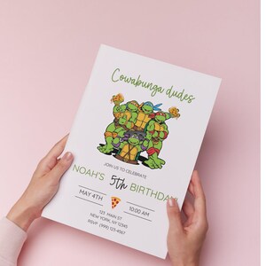 Ninja Turtle Birthday Invitation - Editable Template