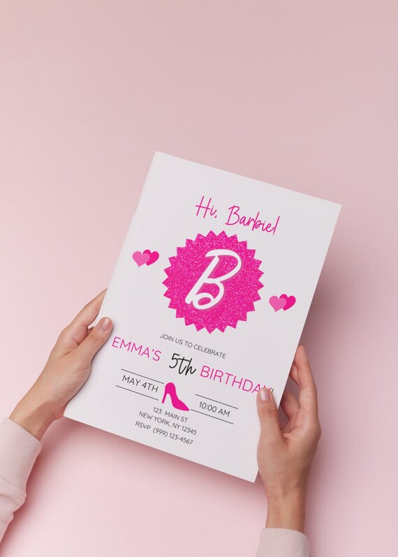 Barbie Birthday Party Invitation | Editable Template | Pink Glam Digital Invite | Instant Download