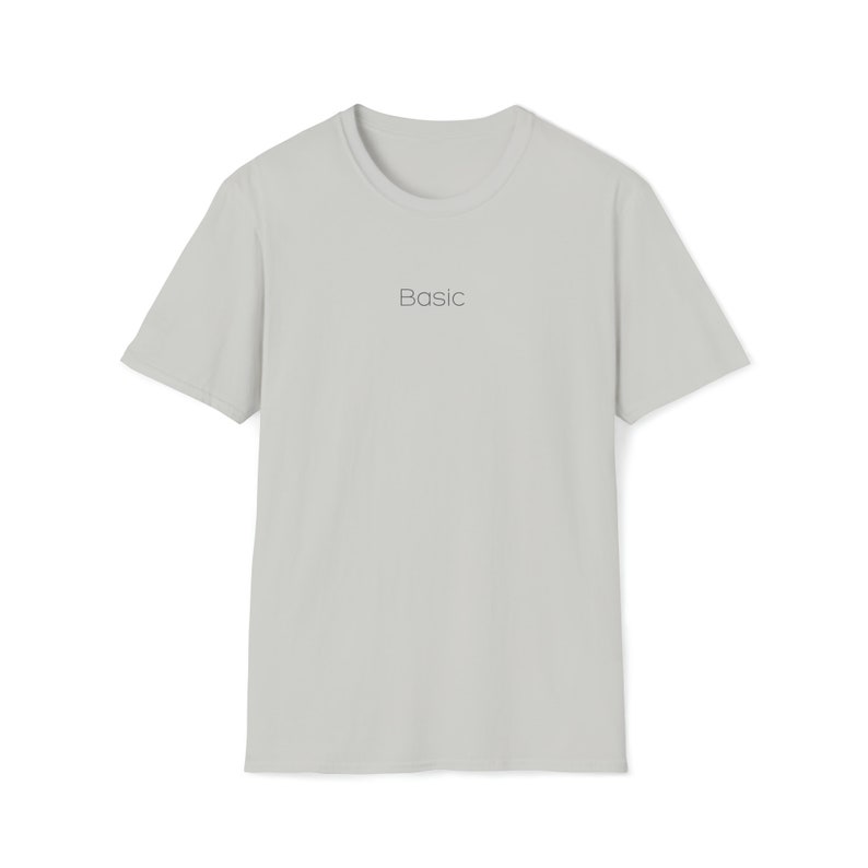 BASIC UNISEX TSHIRT | Everyday Minimal Tee | Essential Cotton Tee | Casual Basic Tshirt | Basic Word Printed Minimal Timeless Tshirt Ice Grey
