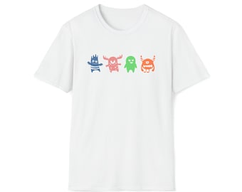 MONSTERS TEE SHIRT | Cartoon Alien Tee | Cute Creature Tee | Alien Cartoon Shirt | Cool Novelty Alien & Monster Artwork Adorable Tshirt