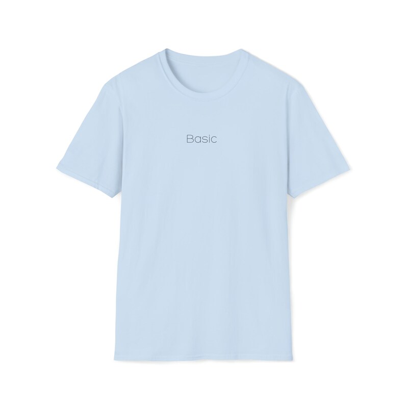 BASIC UNISEX TSHIRT | Everyday Minimal Tee | Essential Cotton Tee | Casual Basic Tshirt | Basic Word Printed Minimal Timeless Tshirt Light Blue