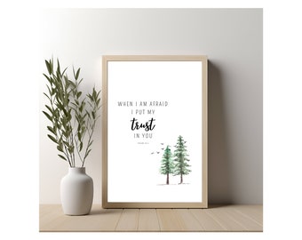 Arte mural cristiano digital Salmos 56:3 Cuando tengo miedo, pongo mi confianza en ti