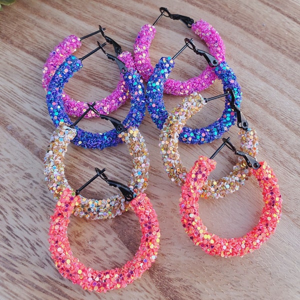 Glitter Hoop Rope Earrings