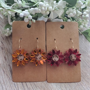 Sunflower Layered Acrylic Dangle Earrings Fall Gift