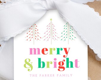 Merry & Bright Tag, Christmas Gift Tags, DIY Holiday Tag, Printable Christmas Tag, Holiday Favor Tag, Holiday Gift Label