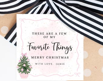 Favorite Things Gift Tag, Favorite Things Label, Printable Holiday Gift Tags, Editable Holiday Tags, Bow Christmas Tag, DIY Printable Tag