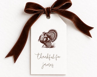 Thanksgiving Name Tags, Thankful For Name Cards, Turkey Name Place Cards,  Name Cards, Printable Name Cards, Thanksgiving Name  Printable
