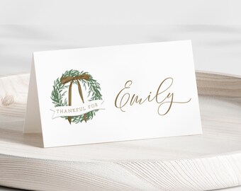 Thanksgiving Name Cards, Folded Name Cards, Tent Name Cards, Flat Name Cards, Printable Name Settings, Thanksgiving Name Card