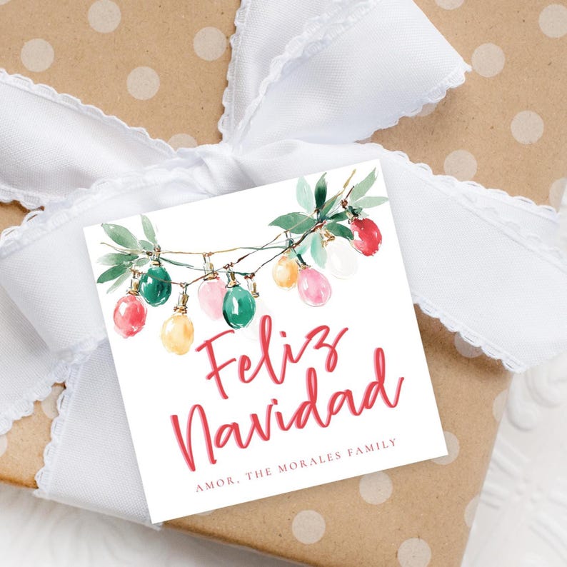 Feliz Navidad Gift Tag, Holiday Tag, Printable Christmas Tag, Holiday ...