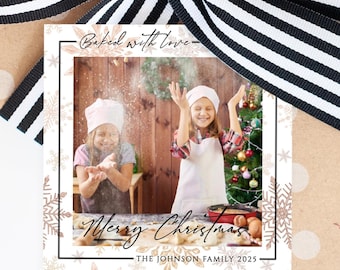 Baked with Love, From our Kitchen To Yours Tag, Photo Gift Tag, Photo Tag, Christmas Cookies Tag, ChristmasTag, Homemade Baked Goods Label