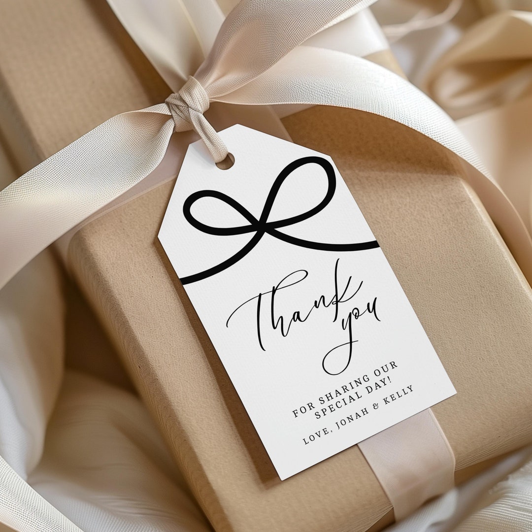 Wedding Bow Thank You Tag DIY Welcome Bag Tag Printable Thank You Bow ...