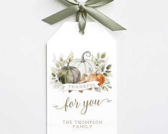 Thanksgiving Tag, Thankful for you Tag, Grateful for You, Pumpkin Gift Tags, Printable Pumpkin Tag, Thanksgiving Gift Tag, Friendsgiving Tag