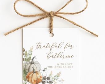 Grateful for You Tag, Thanksgiving Tag, Thankful for you, Pumpkin Gift Tags, Printable Pumpkin Tag, Thanksgiving Gift Tag, Friendsgiving Tag
