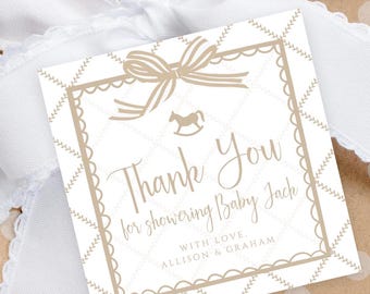 Baby Shower Gift Tags, With Love Tag, Neutral Favor Tag, Thank You Baby Shower Tag, Personalized Baby Shower Tags, Custom Baby Favor Tags