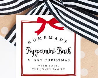 Homemade Peppermint Bark Tag, Christmas Fudge Tag, Christmas Cookies Tag, Homemade Tag, Bake Goods Tag, Christmas Tag