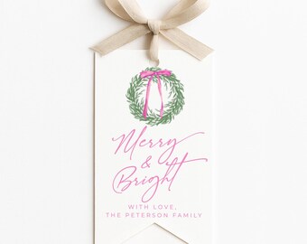 Merry & Bright Tag, Christmas Gift Tags, DIY Holiday Tag, Printable Christmas Tag, Holiday Favor Tag, Holiday Gift Label