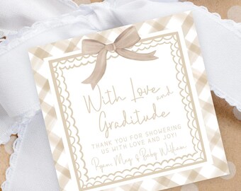 Baby Shower Gift Tags, With Love Tag, Shower Favor Tag, Thank You Baby Shower Tag, Personalized Baby Shower Tags, Custom Baby Favor Tags