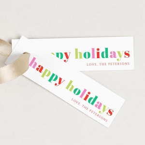 Happy Holidays Gift Tag Printable, Holiday Favor Tag, Christmas Gift Label, Editable Tag Template, Instant Download Holiday Tag