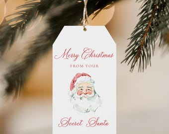 Secret Santa Gift Tag, Merry Christmas Tags, Printable Secret Santa Tags, Santa Gift Labels, Holiday Gift Tags, Christmas Favor Tag